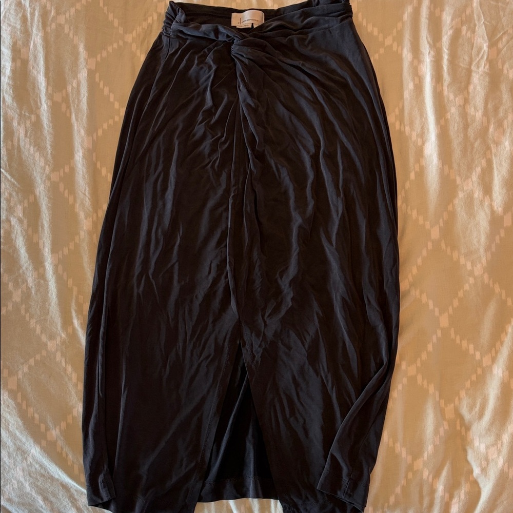 Anthropologie Black Knot-Front Midi Skirt